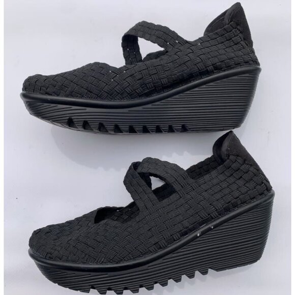 Bernie Mev Black Wedge Sandals – Women’s Size 7 – Like New - Picture 1 of 4